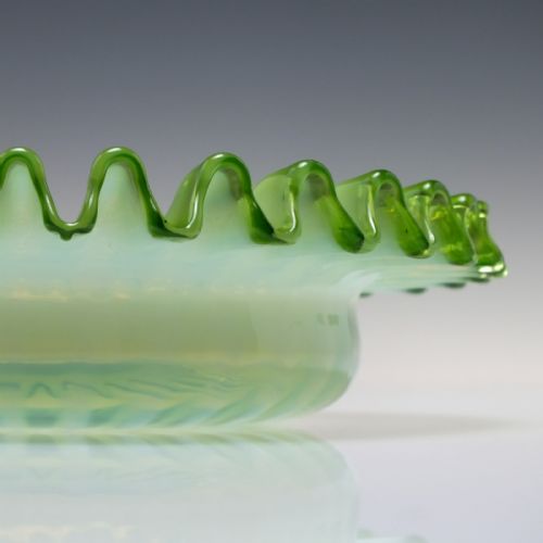 VICTORIAN VASELINE OPALESCENT GLASS STRAWBERRY PLATE C1880 - ADDITIONAL PHOTO 2