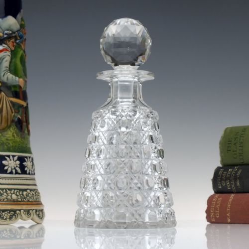 antique victorian hobnail cut personal whisky or spirit glass decanter c1880 - CATEGORY: ANTIQUE GLASS - DATED VICTORIAN