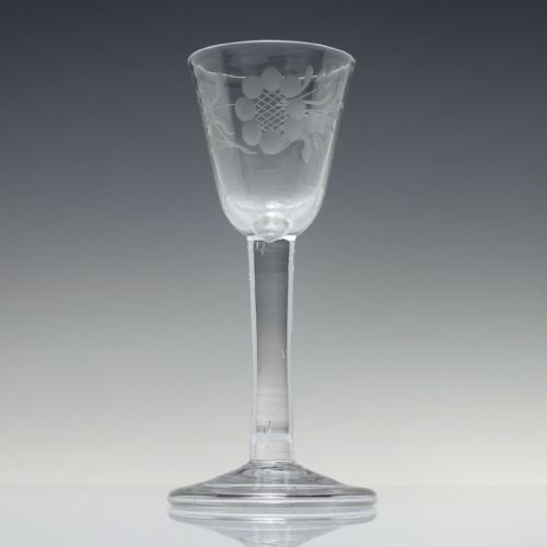 ANTIQUE 18TH CENTURY JACOBITE SYMPATHY ENGRAVED PLAIN STEM WINE GLASS C1740 - ADDITIONAL PHOTO 1