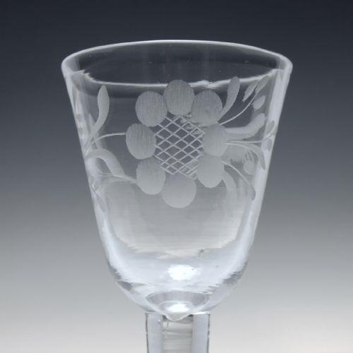 ANTIQUE 18TH CENTURY JACOBITE SYMPATHY ENGRAVED PLAIN STEM WINE GLASS C1740 - ADDITIONAL PHOTO 2