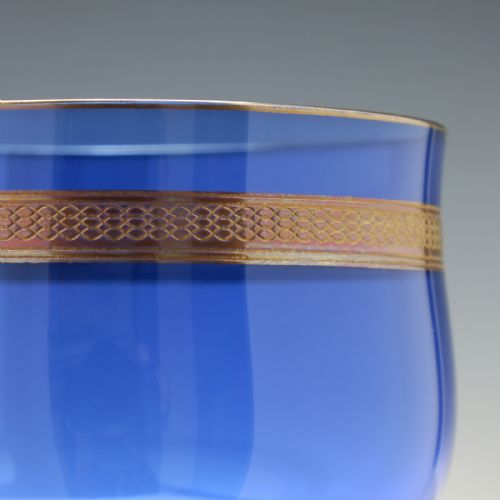 RARE SET OF SIX ART NOUVEAU SECESSIONIST COPPER OVERLAY BLUE WINE GLASSES C1900 - ADDITIONAL PHOTO 3