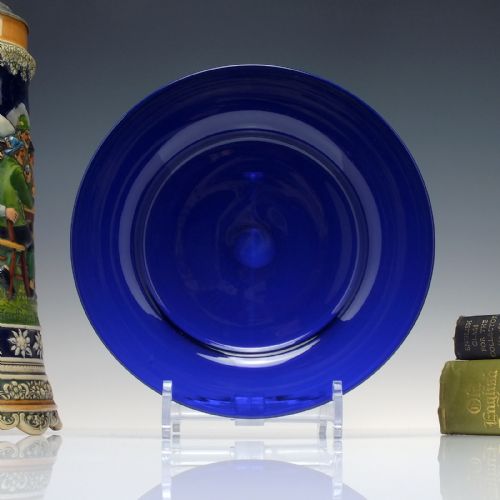 SIX ANTIQUE VICTORIAN BRISTOL BLUE GLASS PLATES C1860 - ADDITIONAL PHOTO 2