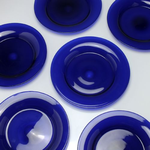 SIX ANTIQUE VICTORIAN BRISTOL BLUE GLASS PLATES C1860 - ADDITIONAL PHOTO 8