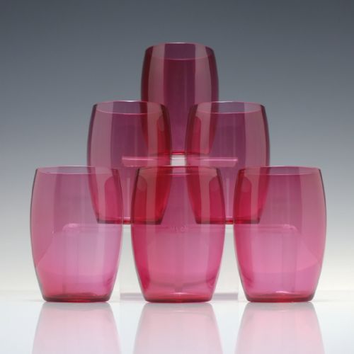 six victorian cranberry glass tumblers c1900 - CATEGORY: ANTIQUE GLASS - DATED VICTORIAN