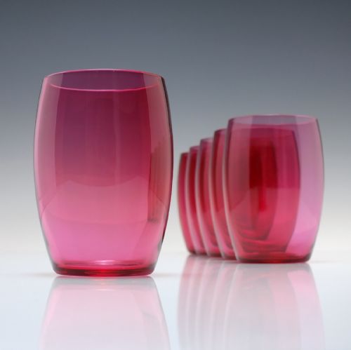 SIX VICTORIAN CRANBERRY GLASS TUMBLERS C1900 - ADDITIONAL PHOTO 2