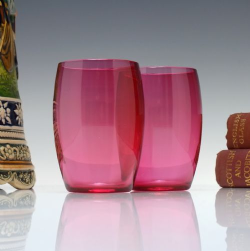 SIX VICTORIAN CRANBERRY GLASS TUMBLERS C1900 - ADDITIONAL PHOTO 3