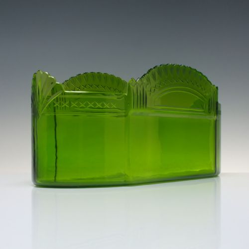 LARGE ARTS CRAFTS JUGENDSTIL PEWTER CENTREPEICE WITH GREEN GLASS LINER C1900 - ADDITIONAL PHOTO 4