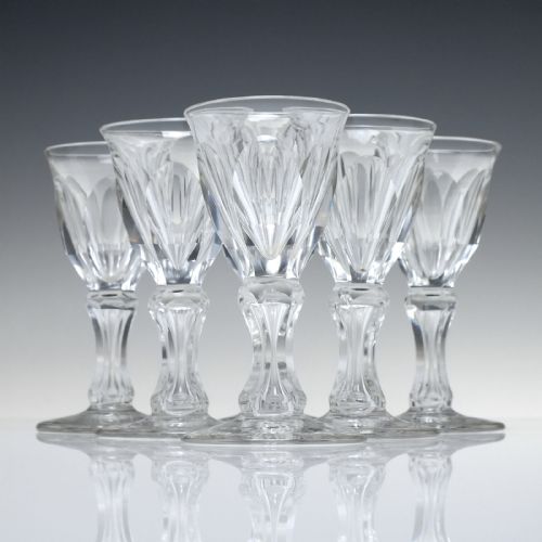 six 19th century antique port or gin glasses c1870 - CATEGORY: ANTIQUE GLASS - DATED VICTORIAN