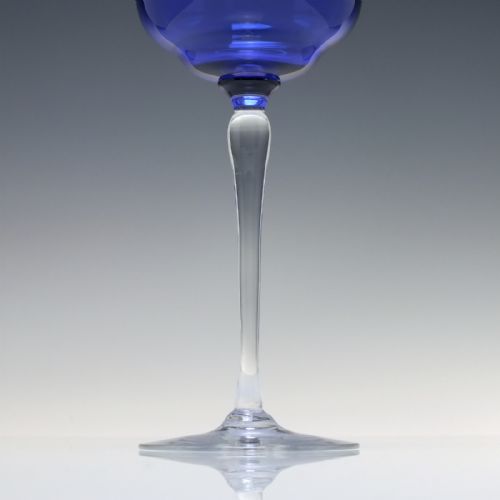 PAIR ART NOUVEAU SECESSIONIST COPPER OVERLAY BLUE WINE GLASSES C1900 - ADDITIONAL PHOTO 2