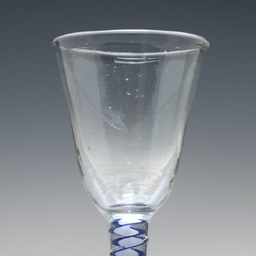 DUTCH 18TH CENTURY BLUE COLOUR OPAQUE TWIST WINE GLASS C1760 - ADDITIONAL PHOTO 2