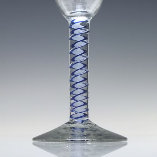 DUTCH 18TH CENTURY BLUE COLOUR OPAQUE TWIST WINE GLASS C1760 - ADDITIONAL PHOTO 3