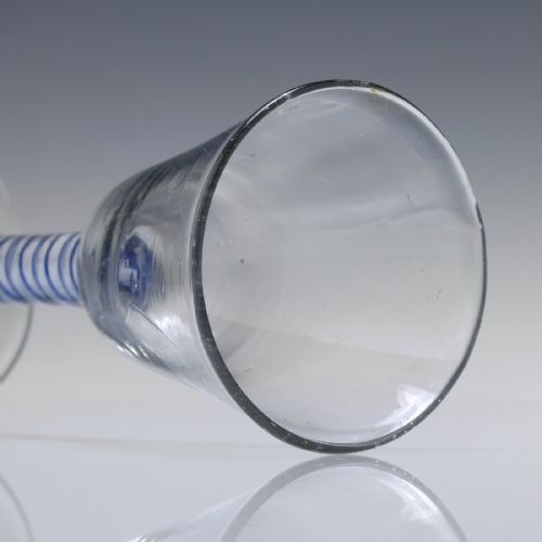 DUTCH 18TH CENTURY BLUE COLOUR OPAQUE TWIST WINE GLASS C1760 - ADDITIONAL PHOTO 6