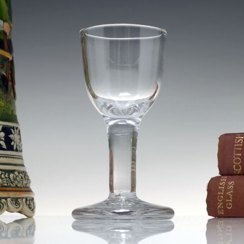 georgian plain stem firing glass c1750 - CATEGORY: ANTIQUE GLASS - DATED GEORGIAN
