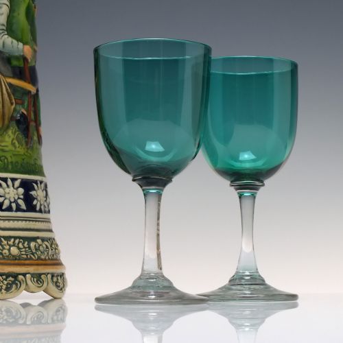 SIX VICTORIAN GREEN WINE GLASSES C1870 - ADDITIONAL PHOTO 1