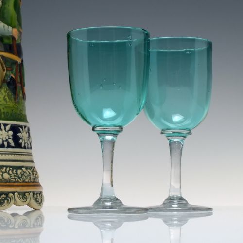 SIX VICTORIAN GREEN WINE GLASSES C1870 - ADDITIONAL PHOTO 3