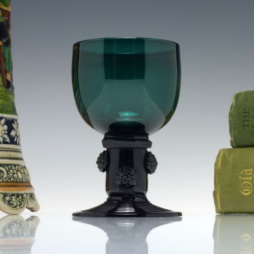 georgian bristol green wine roemer glass with hollow stem c1820 - CATEGORY: ANTIQUE GLASS - DATED GEORGIAN