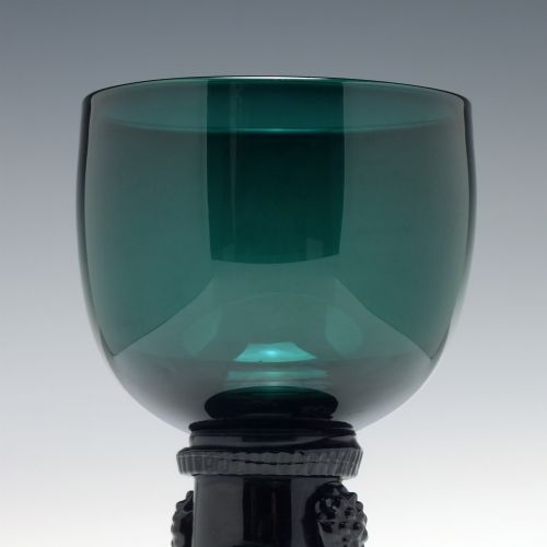 GEORGIAN BRISTOL GREEN WINE ROEMER GLASS WITH HOLLOW STEM C1820 - ADDITIONAL PHOTO 2