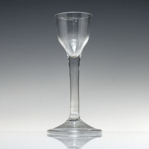 ANTIQUE 18TH CENTURY PLAIN STEM WINE GLASS C1740 - ADDITIONAL PHOTO 1