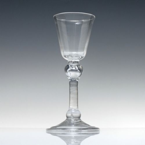 ANTIQUE GEORGIAN BALUSTROID WINE GLASS C1740 - ADDITIONAL PHOTO 1
