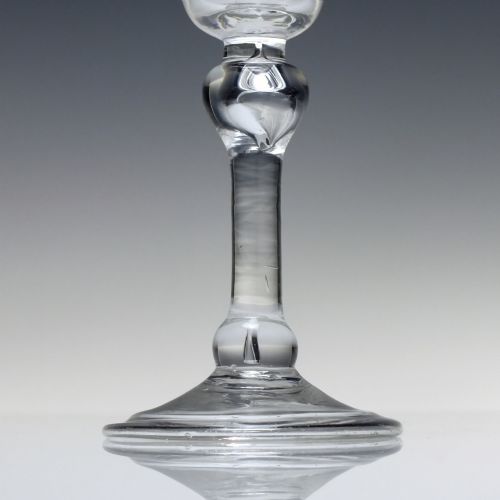 ANTIQUE GEORGIAN BALUSTROID WINE GLASS C1740 - ADDITIONAL PHOTO 2
