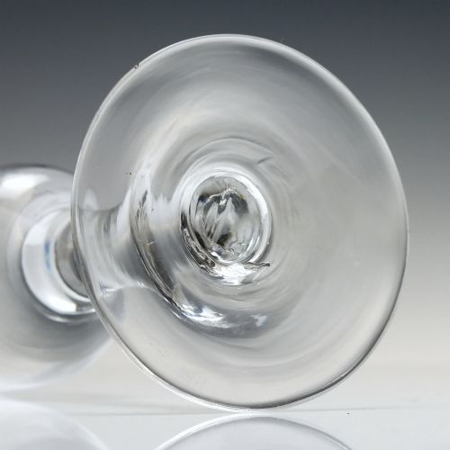 PAIR ENGRAVED 18TH CENTURY PLAIN STEM WINE GLASSES C1750 - ADDITIONAL PHOTO 7