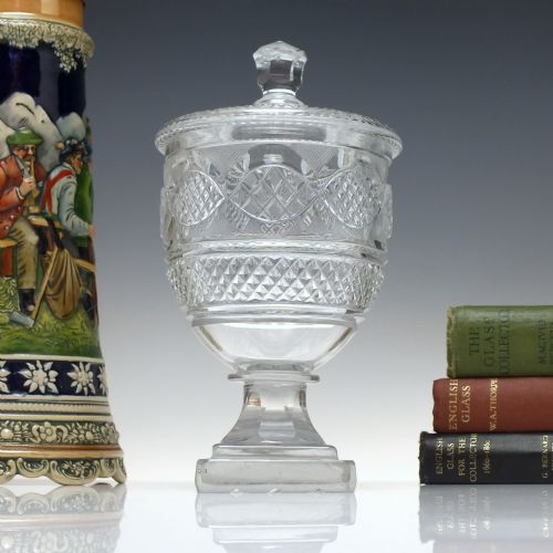 georgian glass covered preserve jar c1820 - CATEGORY: ANTIQUE GLASS - DATED REGENCY