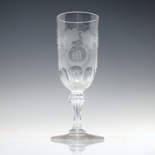 SIX ANTIQUE ENGRAVED 19TH CENTURY ALE GLASSES C1860 - ADDITIONAL PHOTO 1
