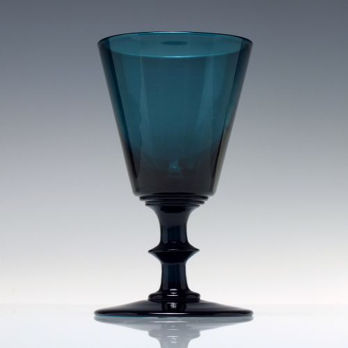GEORGIAN PEACOCK BLUE BUCKET BOWL WINE GLASS C1820 - ADDITIONAL PHOTO 1