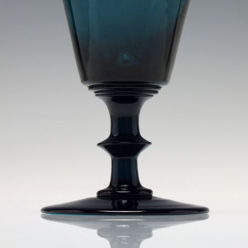 GEORGIAN PEACOCK BLUE BUCKET BOWL WINE GLASS C1820 - ADDITIONAL PHOTO 3
