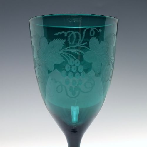 ENGRAVED GEORGIAN BRISTOL BLUE WINE GLASS C1820 - ADDITIONAL PHOTO 4