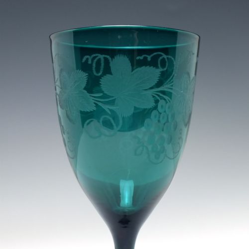 ENGRAVED GEORGIAN BRISTOL BLUE WINE GLASS C1820 - ADDITIONAL PHOTO 5