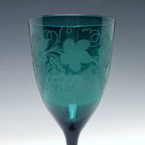 ENGRAVED GEORGIAN BRISTOL BLUE WINE GLASS C1820 - ADDITIONAL PHOTO 6
