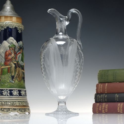 edwardian engraved glass claret jug c1910 - CATEGORY: ANTIQUE GLASS - DATED 1910