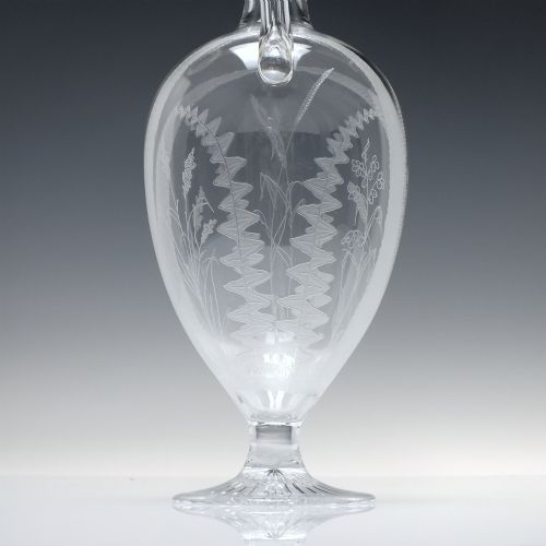 EDWARDIAN ENGRAVED GLASS CLARET JUG C1910 - ADDITIONAL PHOTO 3