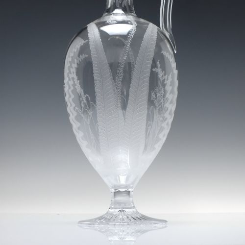 EDWARDIAN ENGRAVED GLASS CLARET JUG C1910 - ADDITIONAL PHOTO 4
