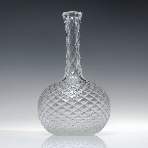 PAIR VICTORIAN FACET CUT AND DIAMOND MOULDED GLASS WINE CARAFES C1870 - ADDITIONAL PHOTO 5
