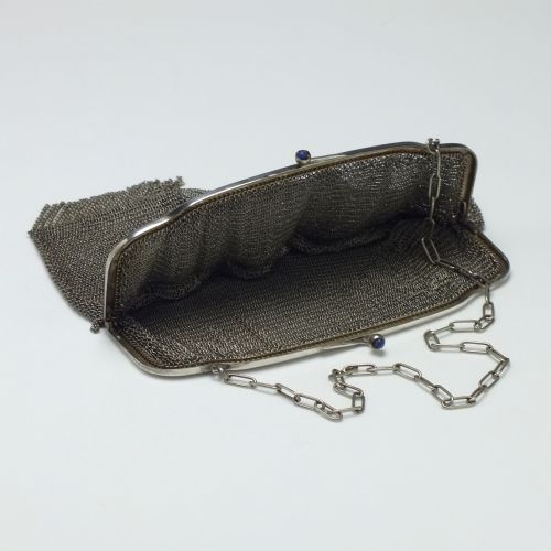 GERMAN SILVER PLATED ART NOUVEAU MESH CHAIN CLUTCH PURSE C1920 - ADDITIONAL PHOTO 9