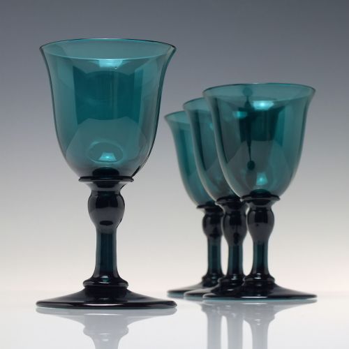 set of four georgian bristol green wine glasses c1820 - CATEGORY: ANTIQUE GLASS - DATED 1800