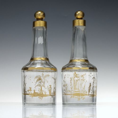 pair 18th century rocco gilded glass liqueur decanters c1780 - CATEGORY: ANTIQUE GLASS - DATED 1750
