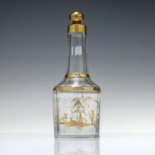 PAIR 18TH CENTURY ROCCO GILDED GLASS LIQUEUR DECANTERS C1780 - ADDITIONAL PHOTO 1