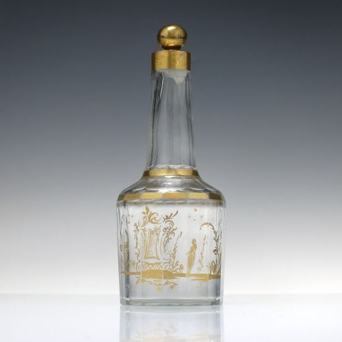 PAIR 18TH CENTURY ROCCO GILDED GLASS LIQUEUR DECANTERS C1780 - ADDITIONAL PHOTO 2