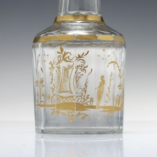 PAIR 18TH CENTURY ROCCO GILDED GLASS LIQUEUR DECANTERS C1780 - ADDITIONAL PHOTO 3