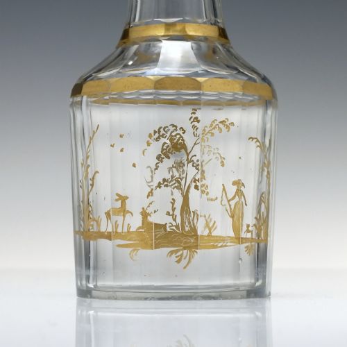 PAIR 18TH CENTURY ROCCO GILDED GLASS LIQUEUR DECANTERS C1780 - ADDITIONAL PHOTO 4