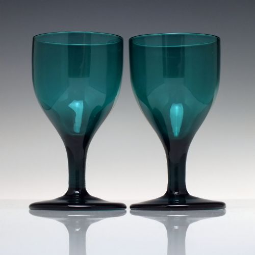 PAIR GEORGIAN BRISTOL GREEN WINE GLASSES C1800 - ADDITIONAL PHOTO 2