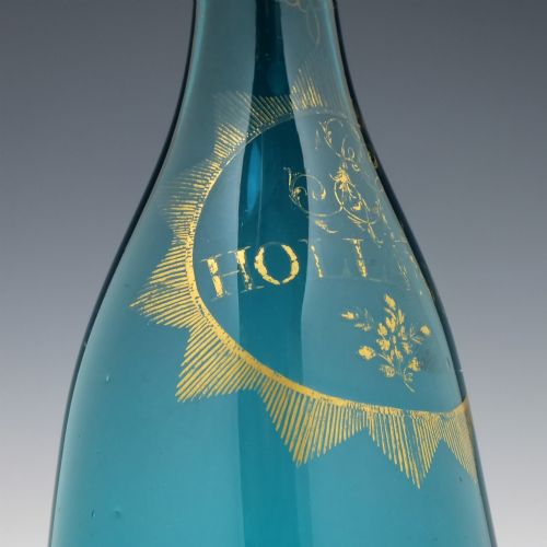 GEORGIAN PEACOCK BLUE GILDED HOLLANDS DECANTER C1800 - ADDITIONAL PHOTO 2