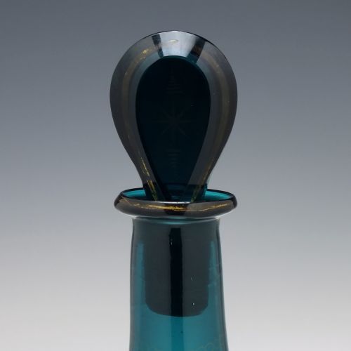 GEORGIAN PEACOCK BLUE GILDED HOLLANDS DECANTER C1800 - ADDITIONAL PHOTO 5
