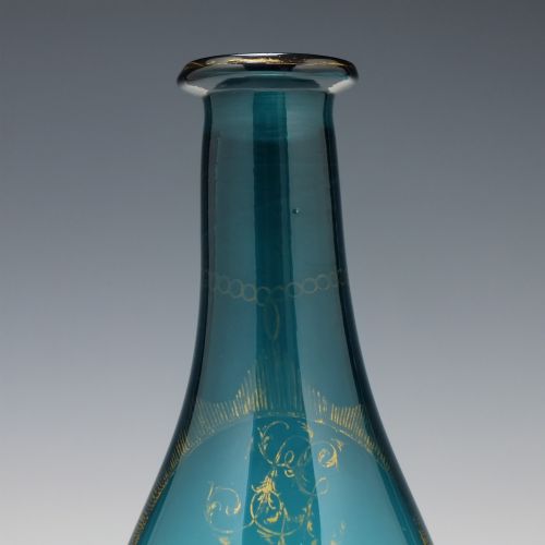 GEORGIAN PEACOCK BLUE GILDED HOLLANDS DECANTER C1800 - ADDITIONAL PHOTO 6