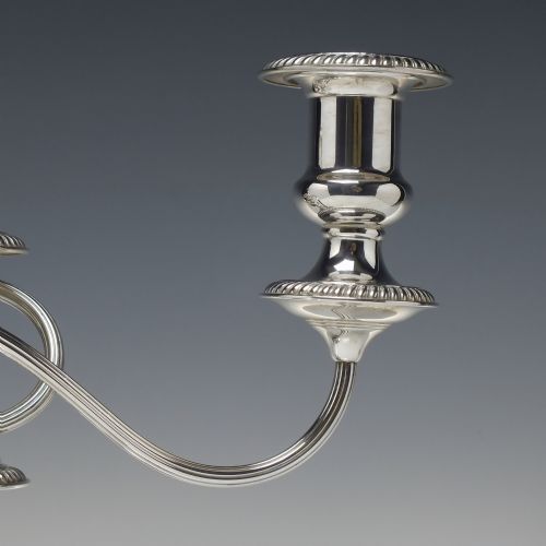 PAIR OF SILVER PLATED THREE LIGHT CANDELABRA BY BARKER ELLIS C1920 - ADDITIONAL PHOTO 4