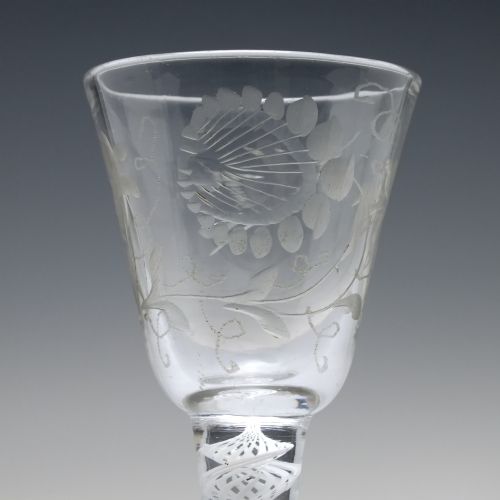 ANTIQUE 18TH CENTURY JACOBITE SYMPATHY OPAQUE TWIST WINE GLASS C1760 - ADDITIONAL PHOTO 4