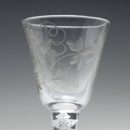 ANTIQUE 18TH CENTURY JACOBITE SYMPATHY OPAQUE TWIST WINE GLASS C1760 - ADDITIONAL PHOTO 6